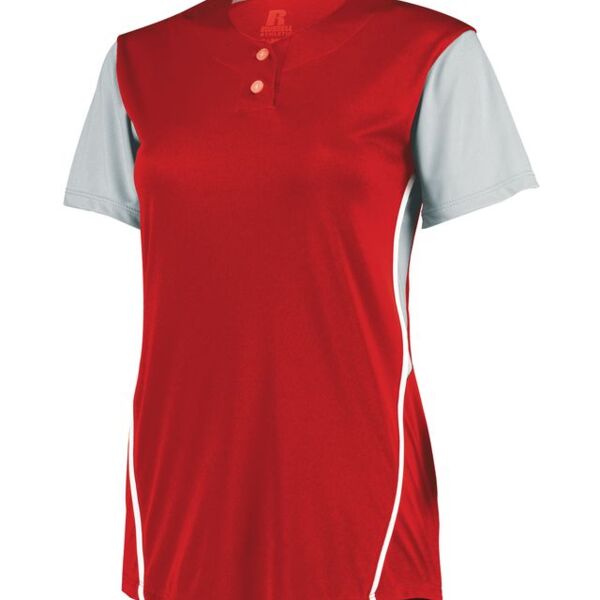 Ladies Performance Two-Button Color Block Jersey Thumbnail