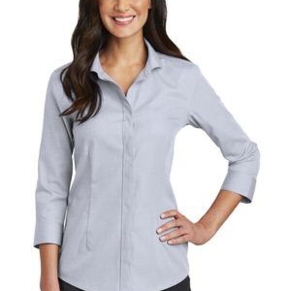 Ladies 3/4 Sleeve Nailhead Non Iron Shirt Thumbnail