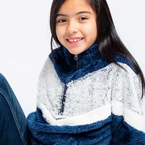 Girls' Chevron Fuzzy Fleece Pullover Thumbnail